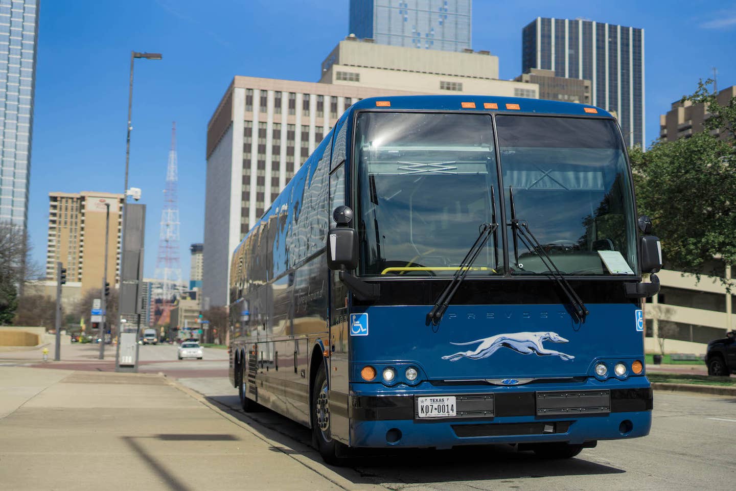 A Greyhound coach bus