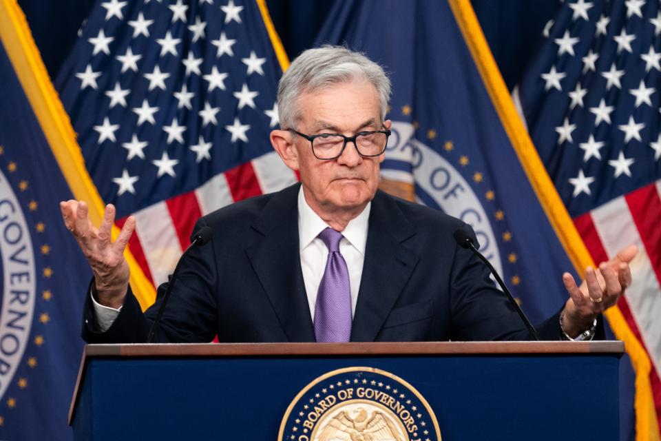 U.S. Federal Reserve Chair Jerome Powell attends a press conference in Washington, D.C., the United States, on Dec. 13, 2023. The U.S. Federal Reserve on Wednesday left interest rates unchanged at a 22-year high of 5.25 percent to 5.5 percent as inflation continued to cool, signaling an end to its rate hiking cycle and possible rate cuts next year. (Photo by Liu Jie/Xinhua via Getty Images)