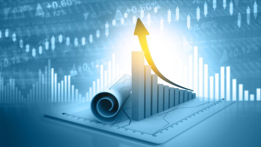 A stock chart showing upward price movement.