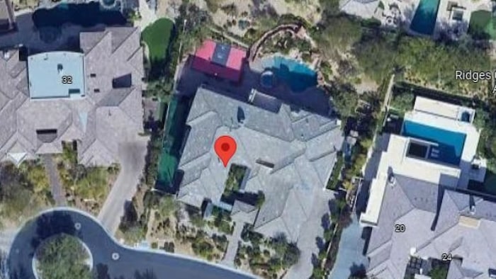 Google Earth view of 28 Quiet Moon Lane, the seven-bedroom, eight-bathroom, 9,221-square-foot luxury home in Las Vegas owned by Greg Martel. 