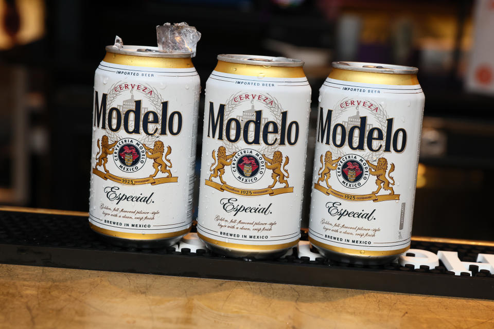 NEW YORK, NEW YORK - OCTOBER 14: Modelo Beer on displayduring the Sunset Sips at Sea as part of the Food Network New York City Wine & Food Festival presented by Capital One on October 14, 2023 in New York City. (Photo by Jemal Countess/Getty Images for NYCWFF)