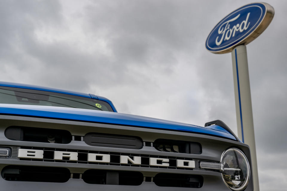 SAN MARCOS, TEXAS - JANUARY 03: A Ford Bronco is seen for sale on the Griffith Ford dealership lot on January 03, 2024 in San Marcos, Texas. Auto sales rose sharply within the first nine months of 2023, with analysts projecting a 13% increase from the prior year once all automakers release their figures. Pent-up demand and the alleviation of shortages due to supply chain hiccups and labor disruptions is being attributed to the gains. (Photo by Brandon Bell/Getty Images)