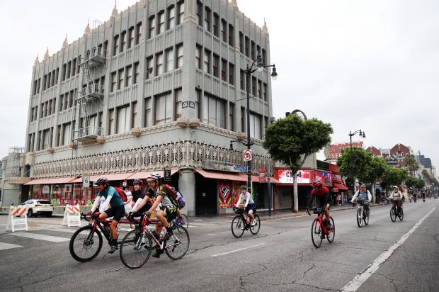 Bicyclists, roller skaters and pedestrians strolled between East and West Hollywood during the CicLAvia Meet The Hollywoods event on Sunday, Aug. 21 2022. The event connected Hollywood through Hollywood Boulevard and Santa Monica Boulevard. (Photo by Trevor Stamp, Contributing Photographer)