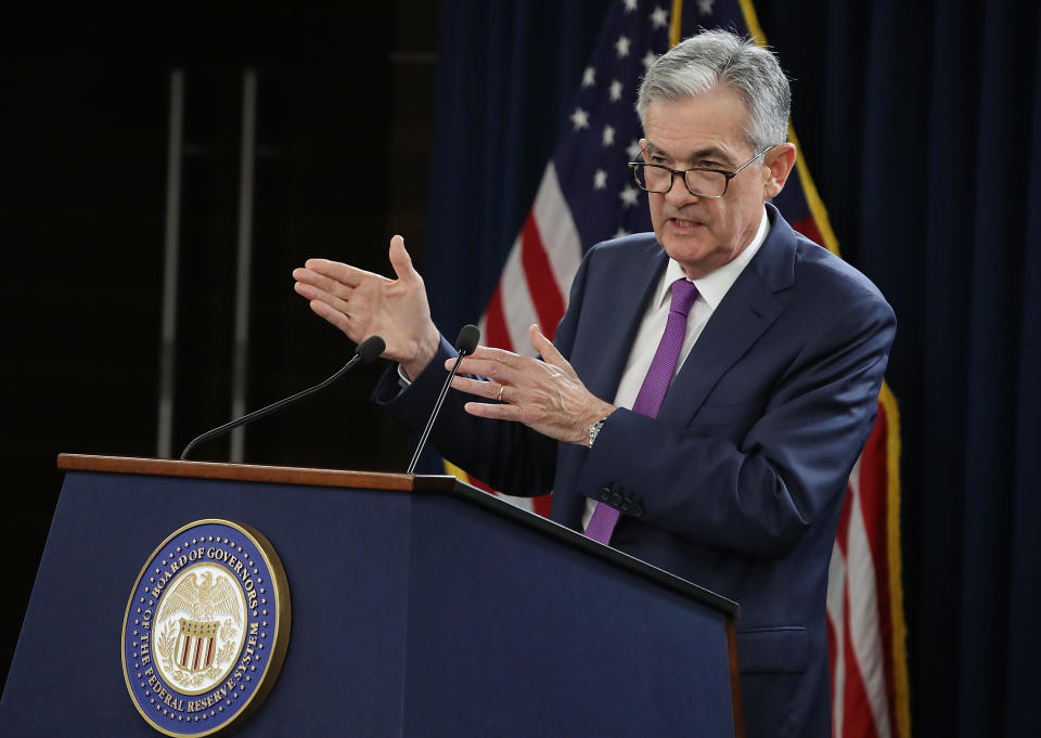 WASHINGTON, DC - SEPTEMBER 26:  Federal Reserve Board Chairman Jerome Powell speaks during a news conference on September 26, 2018 in Washington, DC.  The Fed raised short-term interest rates by a quarter percentage point as expected today, with market watchers expecting one more increase this year and three more in 2019.  (Photo by Mark Wilson/Getty Images)