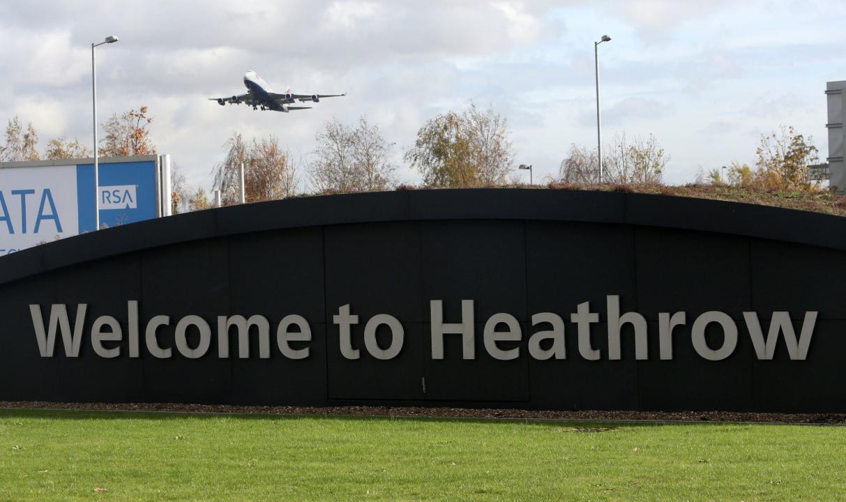 A British Airways plane taking off from Heathrow Airport