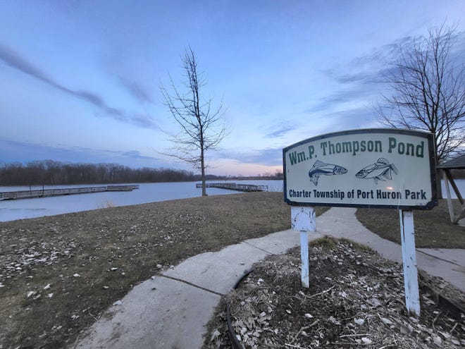 Port Huron Township's Thompson Pond will receive $150,000 in county-administered COVID stimulus dollars to go toward a new dock. The park, located off 40th Street, is shown on Thursday, Feb. 8, 2024.