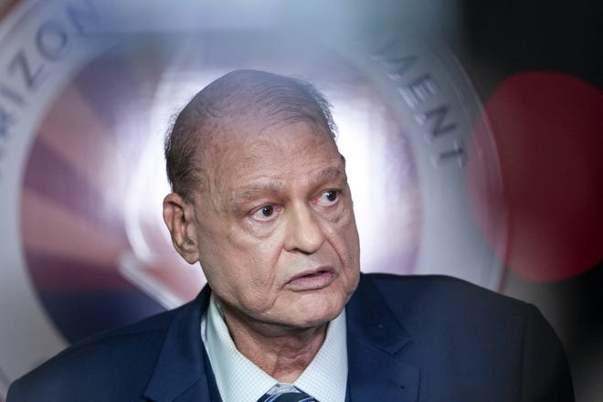 Arizona Superintendent of Public Instruction Tom Horne speaks during a news conference at the Arizona Department of Education headquarters in Phoenix on Feb. 29, 2024.