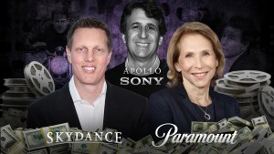 Skydance CEO David Ellison, Apollo CEO Marc Rowan and Paramount Global Non-Executive Chair Shari Redstone