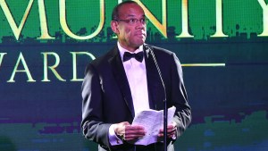 ATLANTA, GEORGIA - JANUARY 14: Honoree John W. Rogers, Jr., Chairman and Co-CEO of Ariel Investments, speaks onstage during the 2023 Beloved Community Awards at Hyatt Regency Atlanta on January 14, 2023 in Atlanta, Georgia. Formerly known as the Salute Greatness Gala, the Beloved Community Awards is a part of the weeklong celebration of the 2023 King Holiday Observance. The event recognizes community leaders, businesses, and organizations that exemplify excellence in leadership, philanthropy and social justice in the spirit of Dr. Martin Luther King, Jr. and Coretta Scott King. (Photo by Paras Griffin/Getty Images)