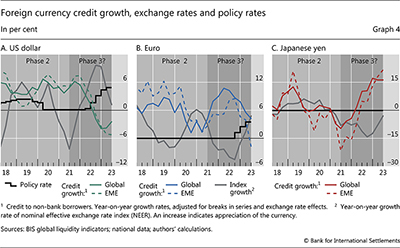 Foreign currency credit growth, exchange rates and policy rates