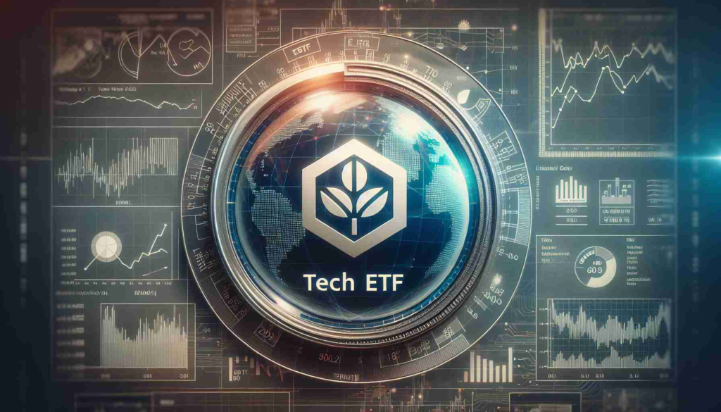 An ultra high-definition realistic photograph showcasing the concept of 'New Investment' driven by a hypothetical wealth advisory firm. The focus should be on a symbol or logo that signifies 'Tech ETF', representing the idea of investing in technology-focused exchange traded funds. The visual elements should include graphs, charts, and technology-themed motifs that exemplify high interest in tech investment. The centerpiece of this image could be the firm's neatly designed, elegant logo, but this hypothetical firm shouldn't reference any existing, identifiable companies or brands.