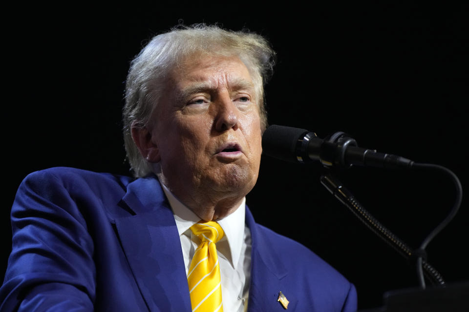 Republican presidential candidate, former President Donald Trump speaks at a campaign rally, Thursday, June 6, 2024, in Phoenix. (AP Photo/Rick Scuteri)