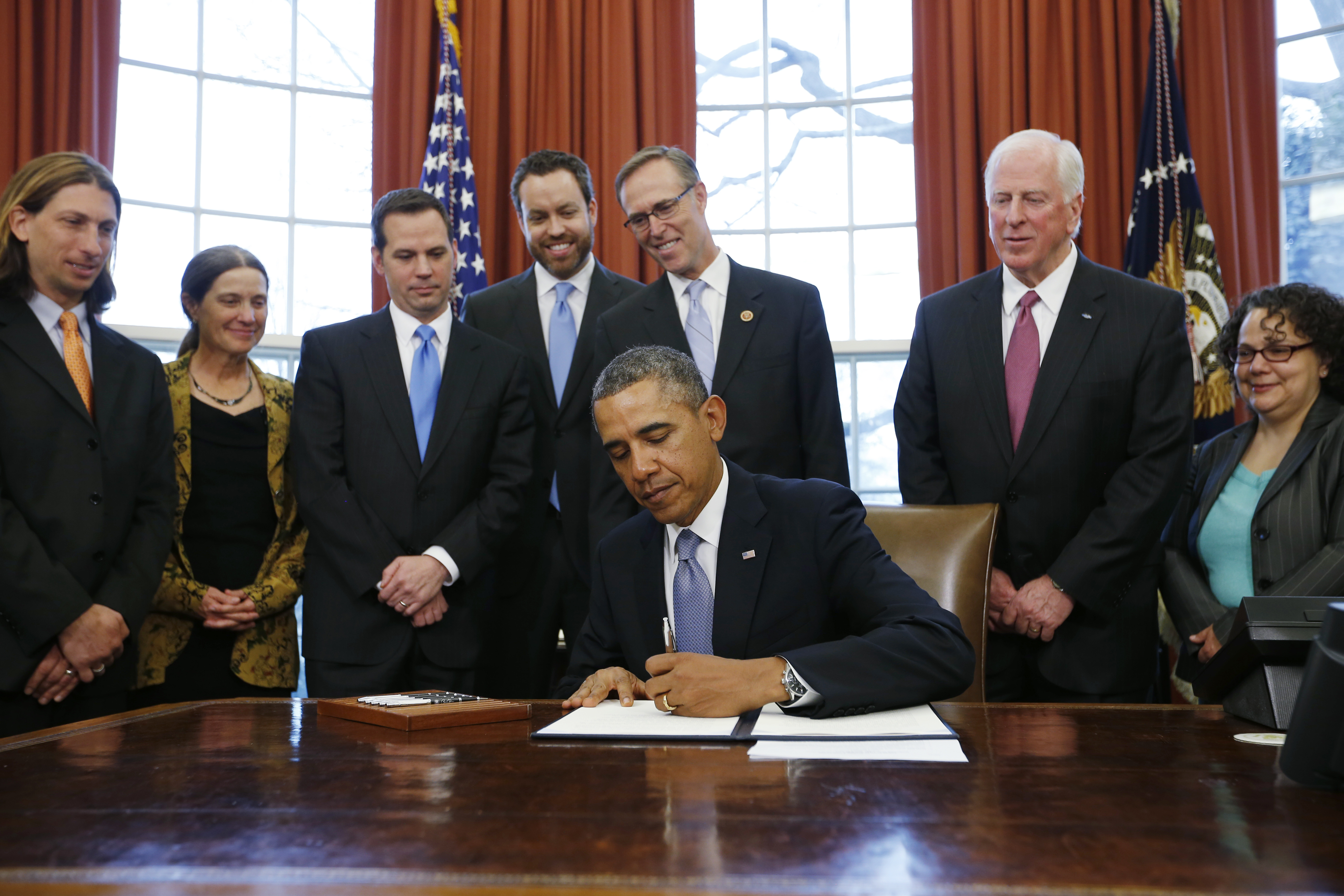 President Barack Obama signs a national monument proclamation in March 2014. 