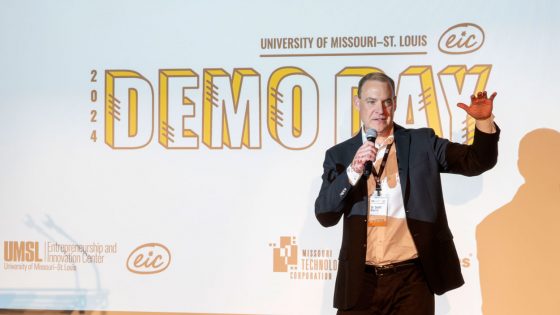 Entrepreneurship and Innovation Center Director Scott Morris speaks at the Anchor Accelerator Demo Day in May