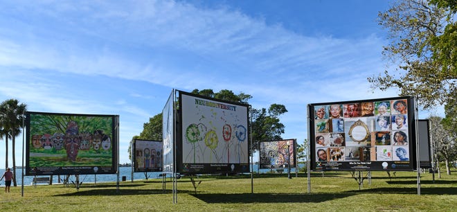 A view of the 2023 Embracing Our Differences exhibition at Sarasota’s Bayfront Park.