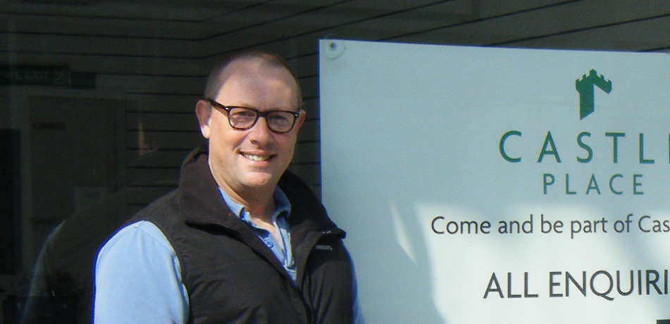 Stephen Bricknell of Brockurst Property Management in front of Castle Place Trowbridge