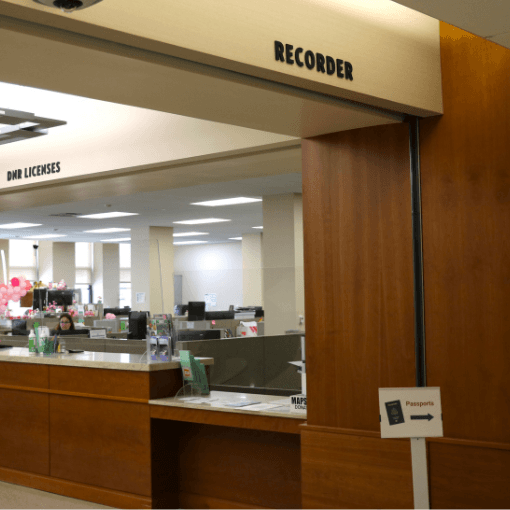 Recorder's Office Sign and front window