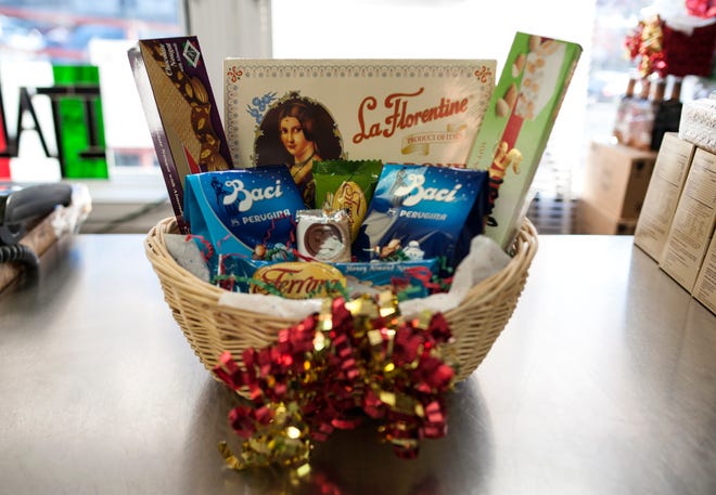 Gifts sit in a basket at the Little Italy Market in Bloomington on June 27, 2021.