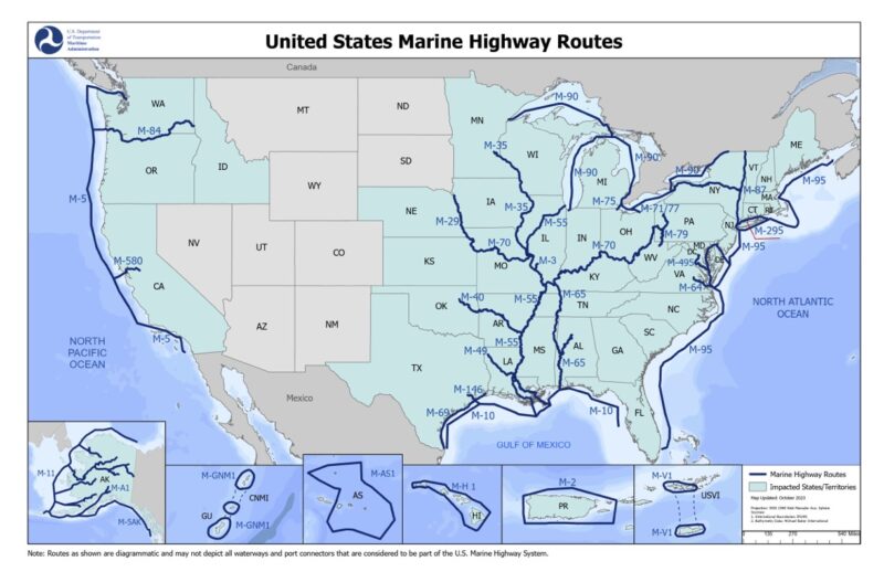 US Maritime Administration Marine Highway short sea shipping cahrt