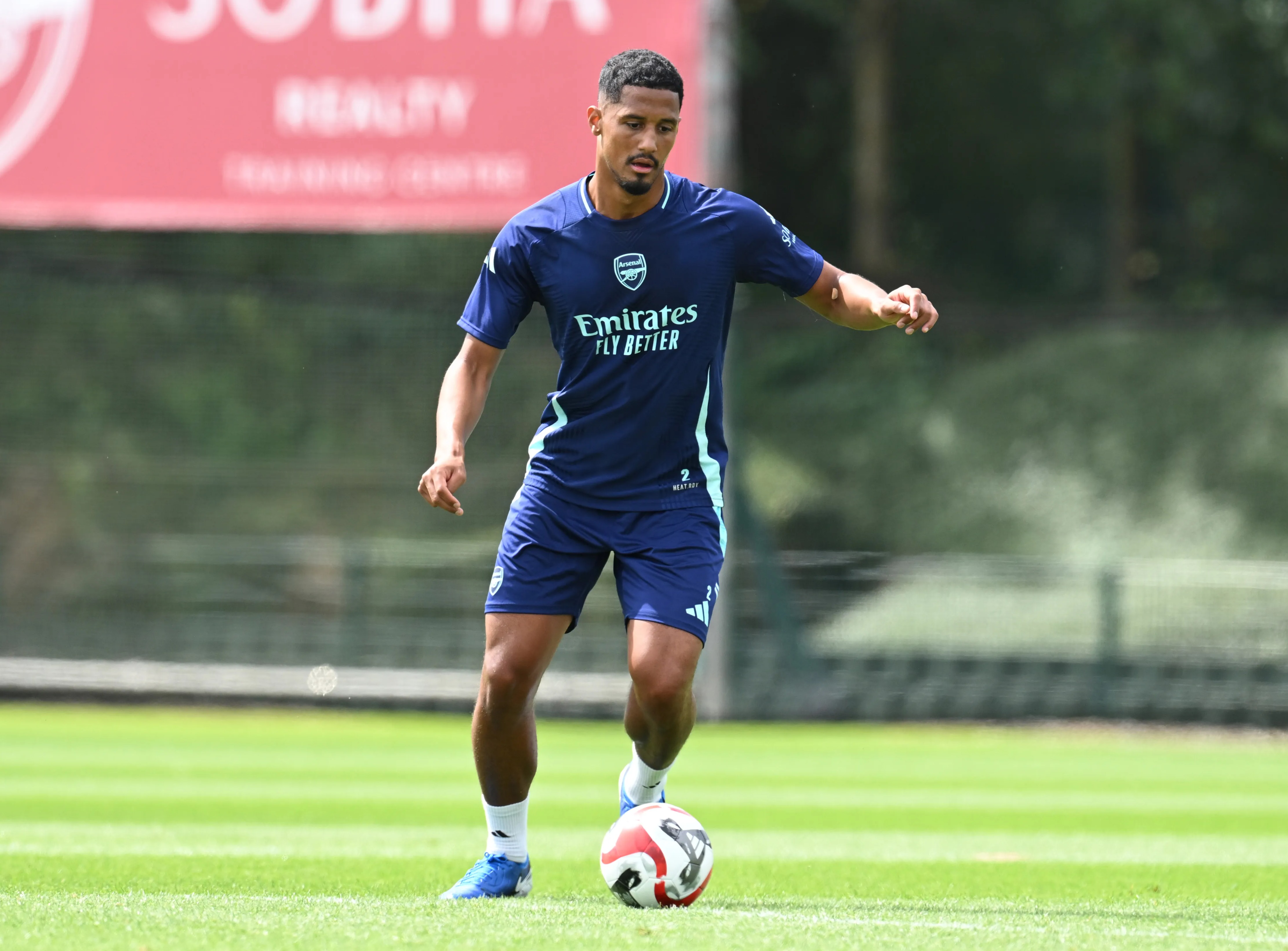 William Saliba returned to Arsenal's London Colney training base this week