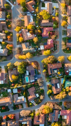 aerial view of an Australian suburb