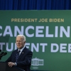 President Joe Biden speaks about student loan relief at Madison College in Madison, Wisconsin, on April 8.