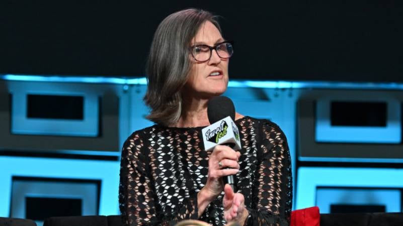 Cathie Wood speaks onstage during Day 2 of 2023 Invest Fest at Georgia World Congress Center on August 27, 2023 in Atlanta, Georgia.