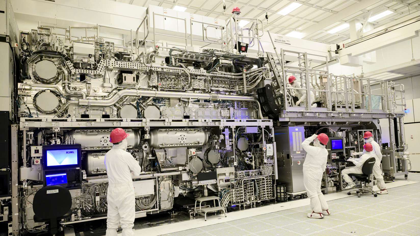 Workers in a semiconductor plant. Image credit: Intel