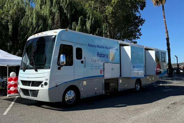 The Rotary Mobile Medical Clinic was on display for tours at its ribbon-cutting on Thursday, Oct. 17, 2024 at Our Lady of Guadalupe Church in San Jose. The mobile clinic is the result of a partnership among Catholic Charities of Santa Clara County, the Order of Malta, RotaCare Bay Area and the Rotary Club of San Jose. (Sal Pizarro/Bay Area News Group)