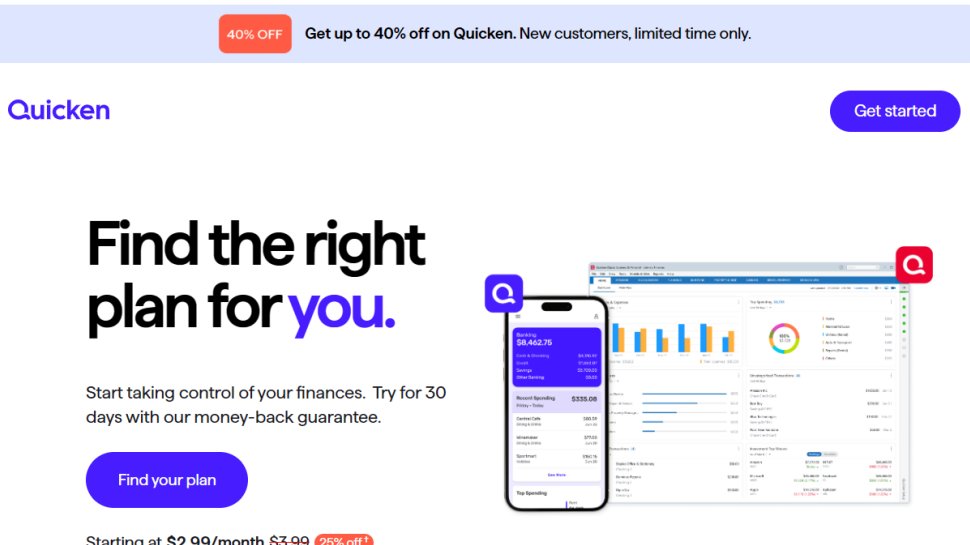 Website screenshot for Quicken.