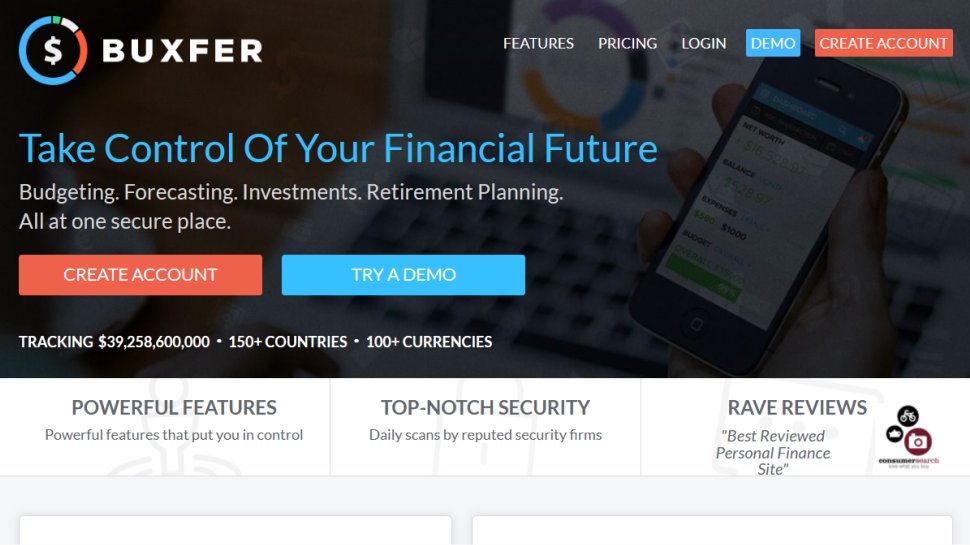 Website screenshot for Buxfer.