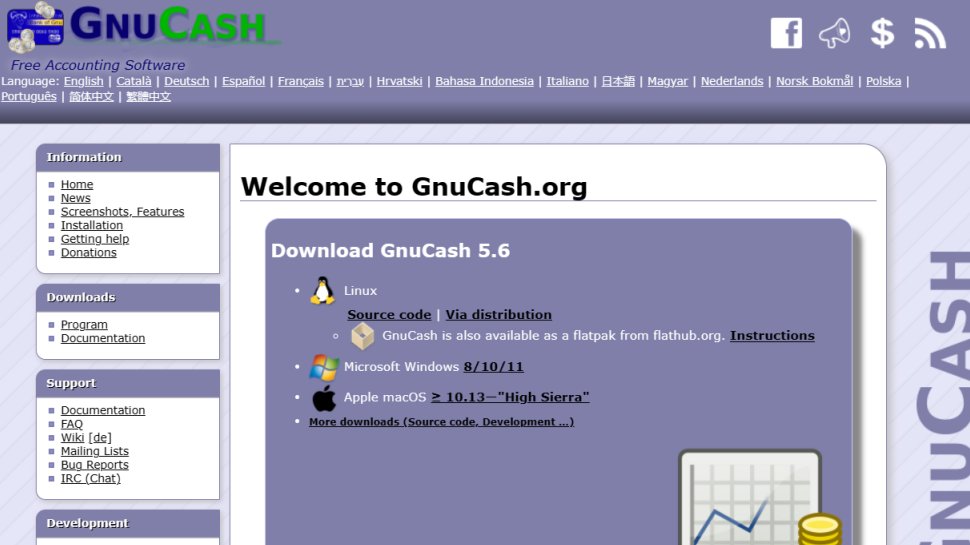 Website screenshot for GnuCash.