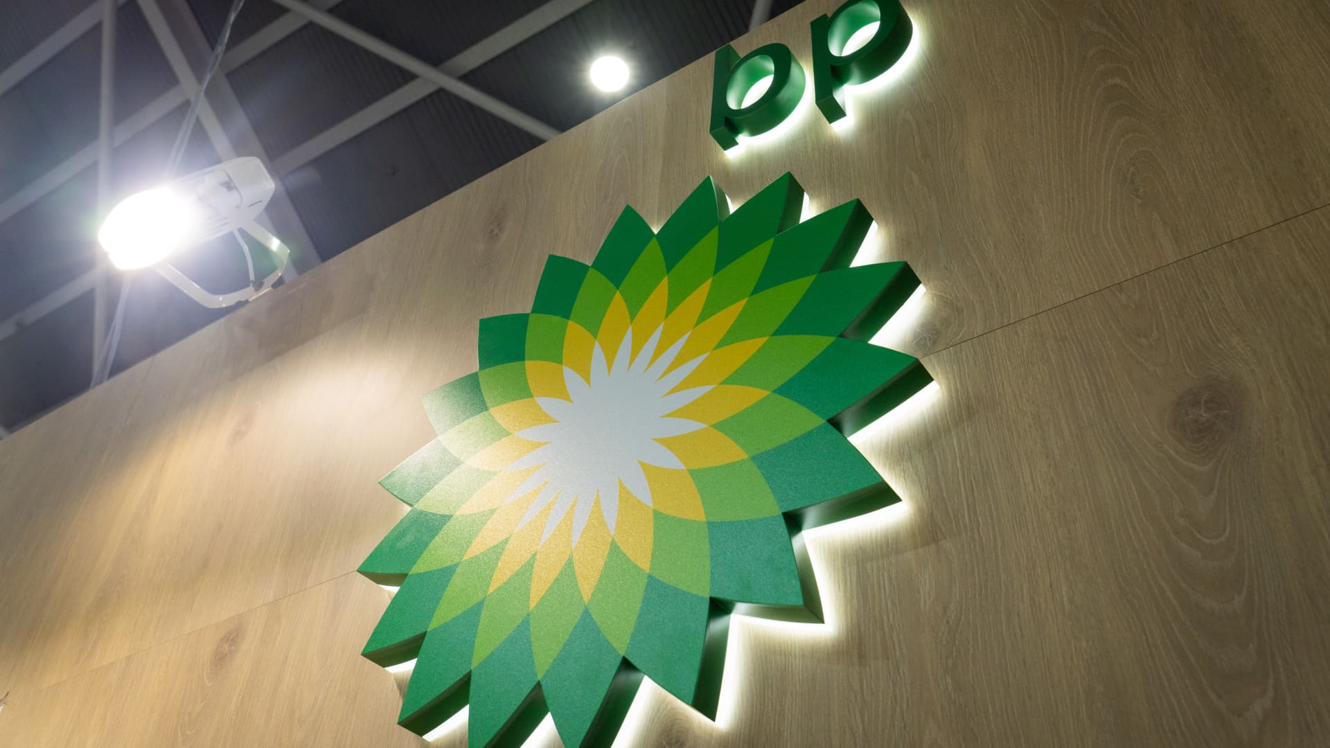 Signage for BP Plc at the company's booth during the Gastech Exhibition & Conference in Singapore, on Tuesday, Sept. 5, 2023.