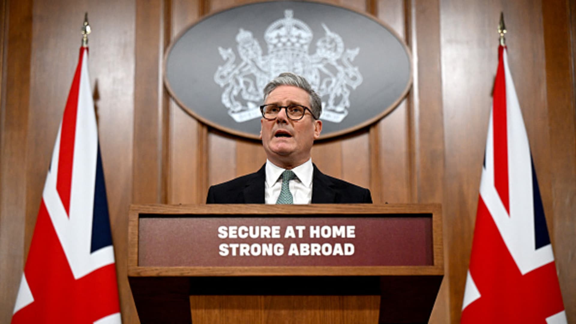 Keir Starmer delivers a speech on defence and security on Feb. 25, 2025.