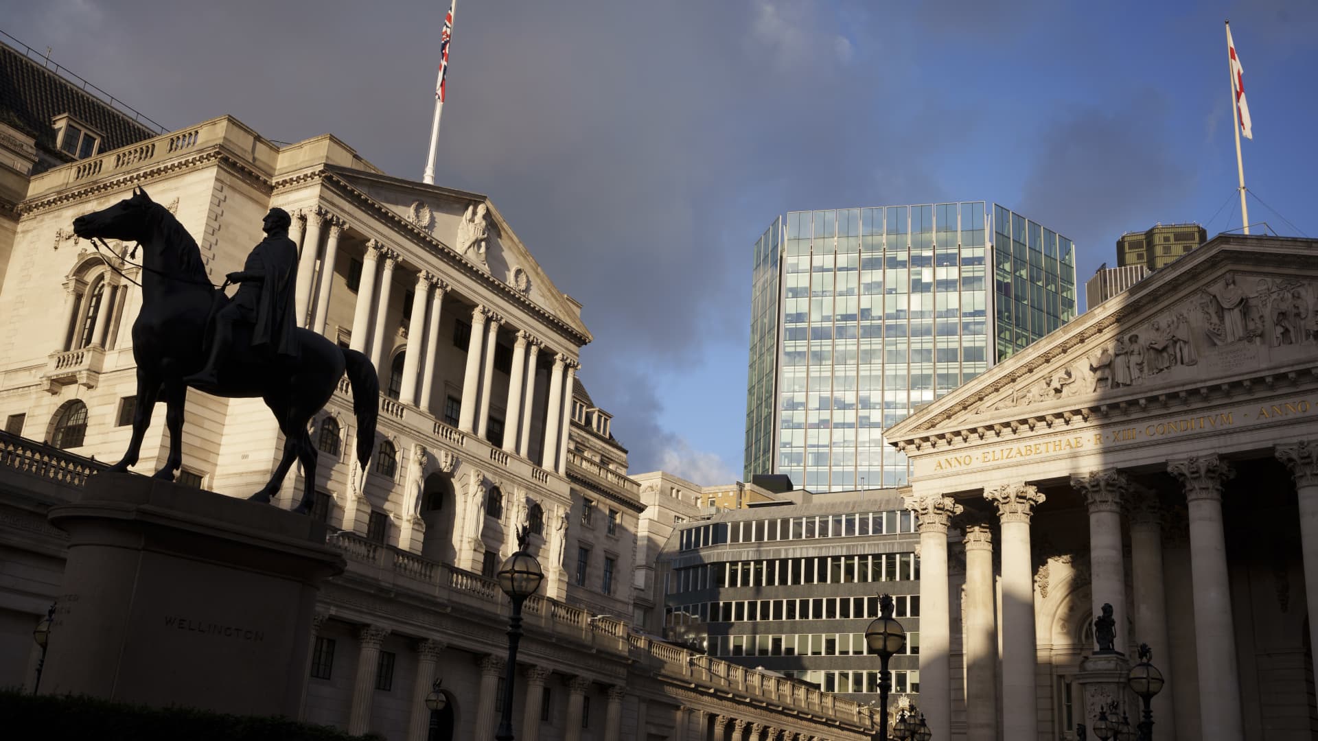 Exterior of the Bank of England in the capital's financial district, on Feb. 6. 2025 in London, England.