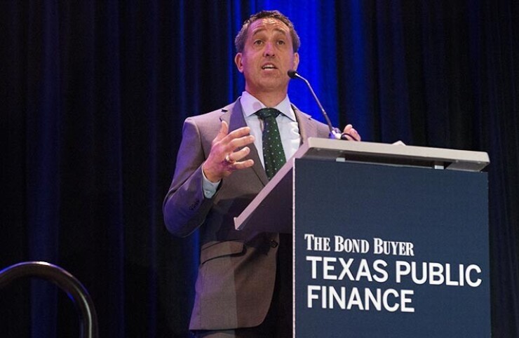 Texas Comptroller Glenn Hegar at a Bond Buyer Texas Public Finance Conference