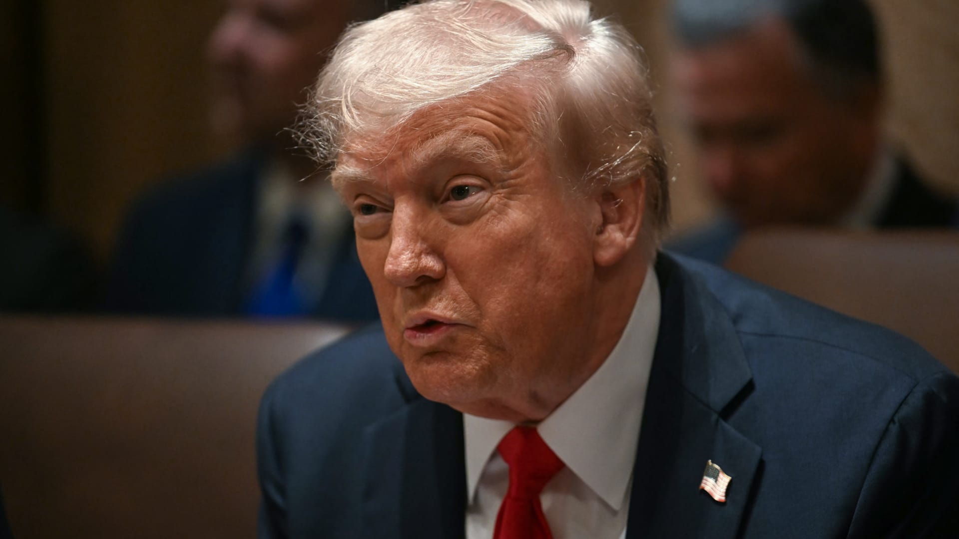 US President Donald Trump speaks during a cabinet meeting at the White House in Washington, DC, on February 26, 2025. 