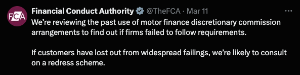 FCA tweet on X