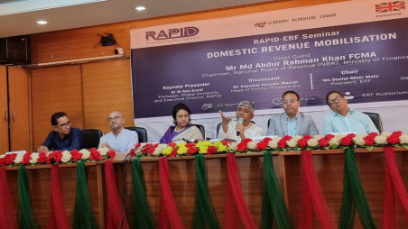 NBR chairman in a meeting at the ERF auditorium in Paltan, Dhaka, on 22 March. Photo: Reyad Hossain/TBS