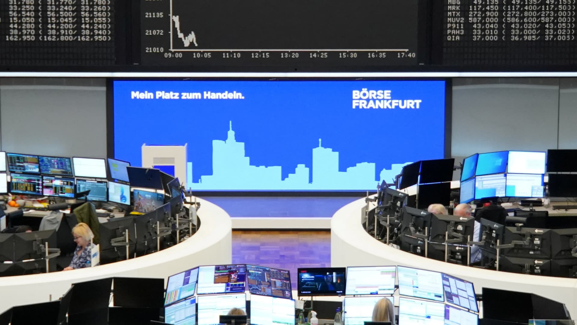 The German share price index DAX graph is pictured at the stock exchange in Frankfurt, Germany, April 16, 2025.