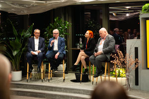 L-r - Neil Rami - chief Executive at WMGC, Richard Parker, Mayor of the West Midlands, Julie Nugent - chief executive at Coventry City Council and Eamonn Boylan - interim chief executive at Homes England 