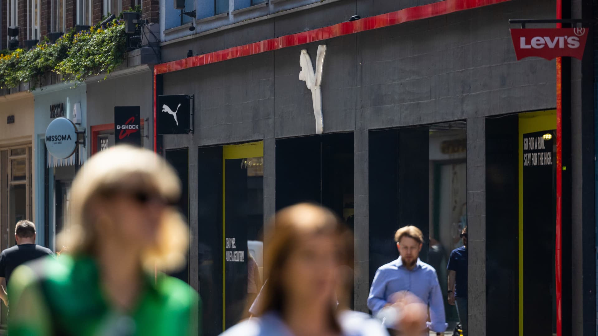 A Puma sportswear store in central London on May 1, 2025.