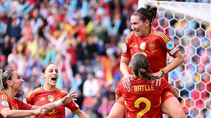 Celebrations after Spain's first goal