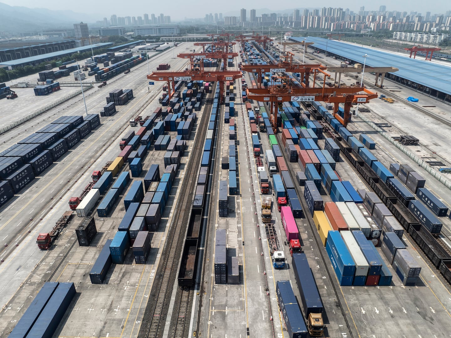 A shipping terminal in the city of Chongqing, China.