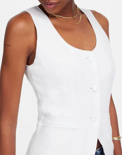 100% Linen Scoopneck Cutaway Vest