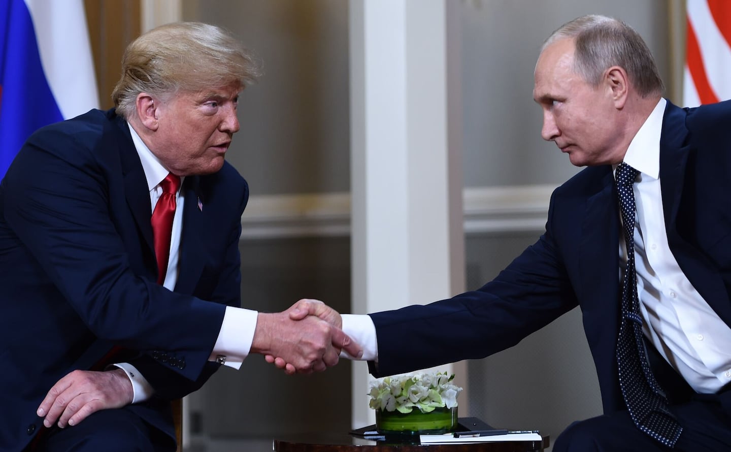 President Donald Trump and Vladimir Putin in 2018. 