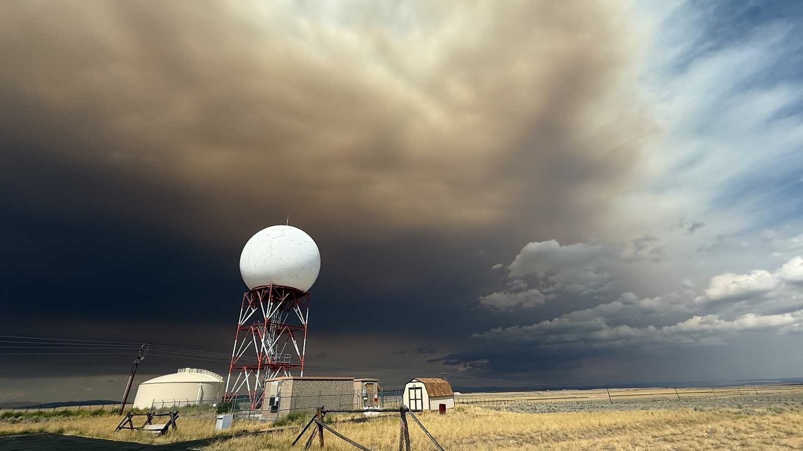View of the smoke from the Dollar Lake Fire from the National Weather Service's Riverton monitoring station.