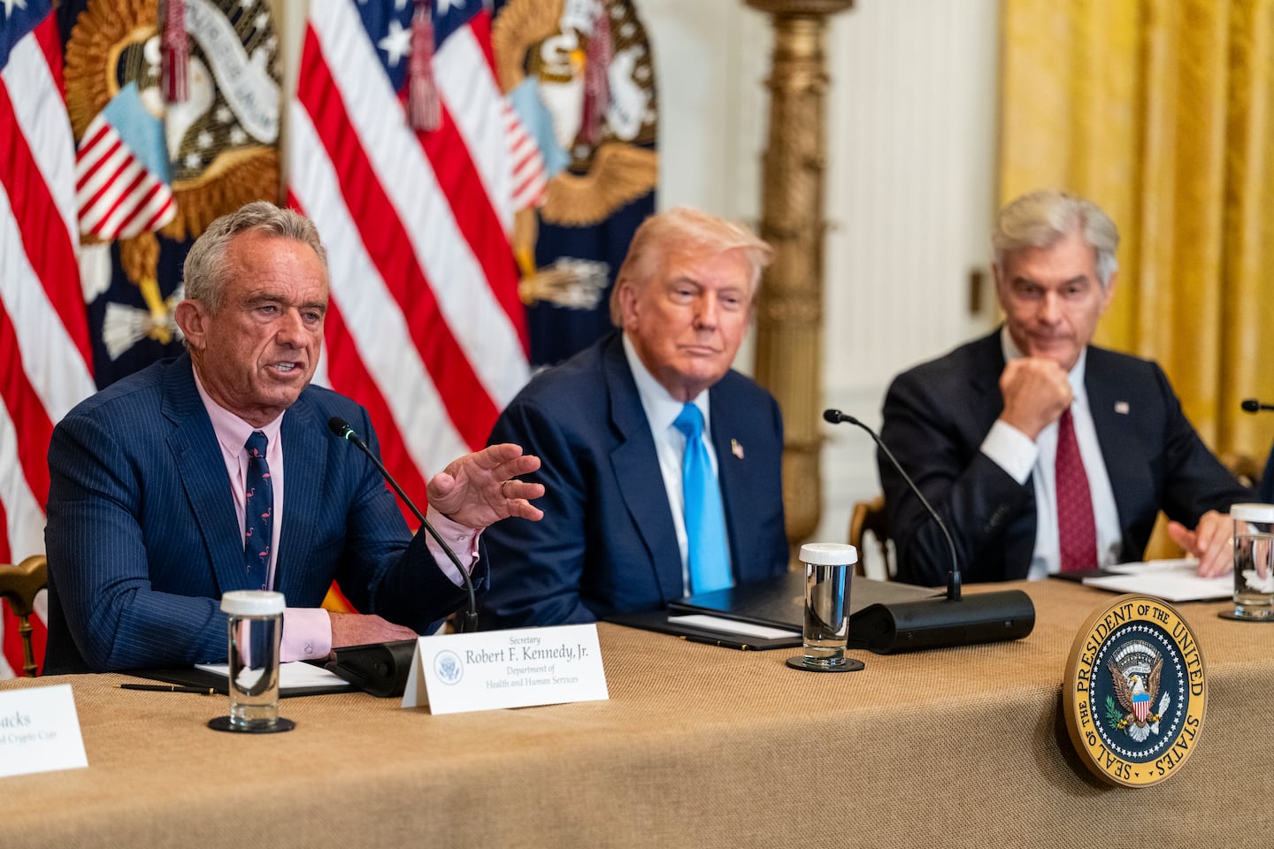 Secretary of Health and Human Service Robert F. Kennedy Jr. speaks during an event with President Trump at the White House in Washington, July 30, 2025.
