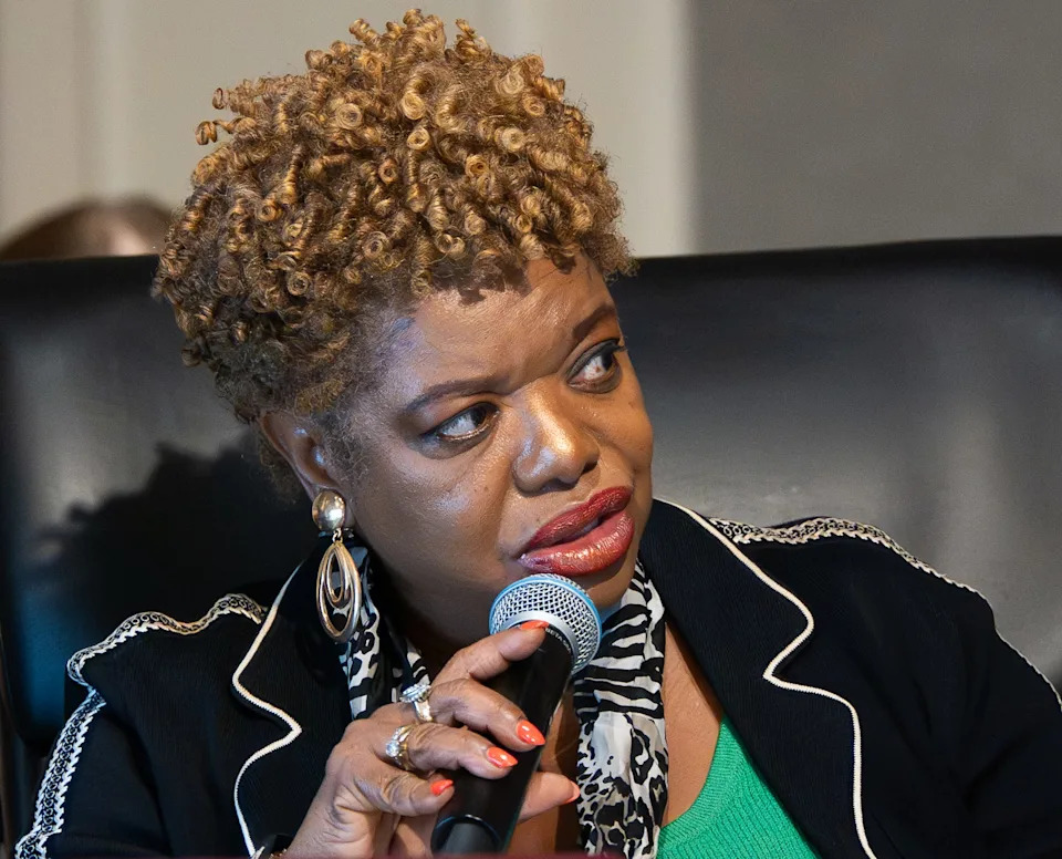 City Councilwoman Ju'Coby Pittman, a member of the Finance Committee, talks about an issue during the month of August for budget hearings Thursday August 14, 2025 at Jacksonville City Hall. After the Finance Committee completes its version of the 2025-26 budget, the full council will vote on it in September. [Doug Engle/Florida Times-Union]