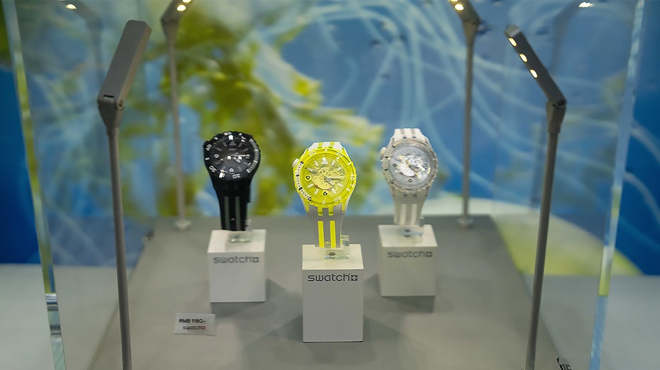 Swatches in glass case